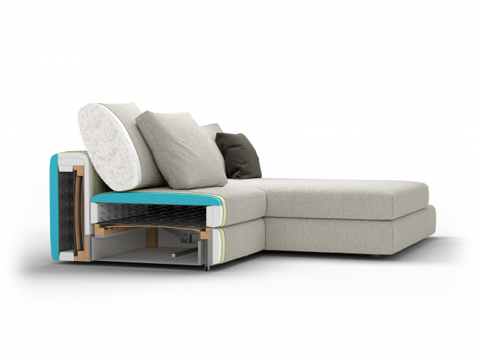Coltar Extensibil cu Sezlong si Spatiu de Depozitare Bluebell Personalizabil 266cm Stil Contemporan Tapiterie Stofa [3]