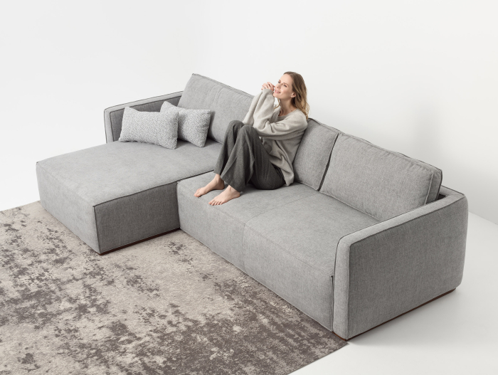 Coltar Extensibil cu Sezlong si Spatiu de Depozitare Esse Personalizabil 309cm Stil Contemporan Cadru Lemn Masiv Tapiterie Stofa [46]