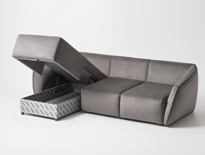 Coltar Extensibil cu Sezlong si Spatiu de Depozitare Moon Personalizabil 270-314cm Stil Contemporan Cadru Lemn Masiv Tapiterie Stofa [14]