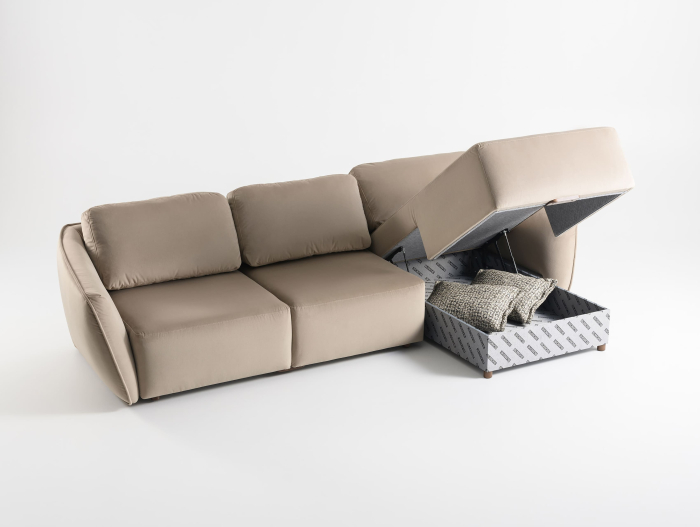 Coltar Extensibil cu Sezlong si Spatiu de Depozitare Moon Personalizabil 270-314cm Stil Contemporan Cadru Lemn Masiv Tapiterie Stofa [7]