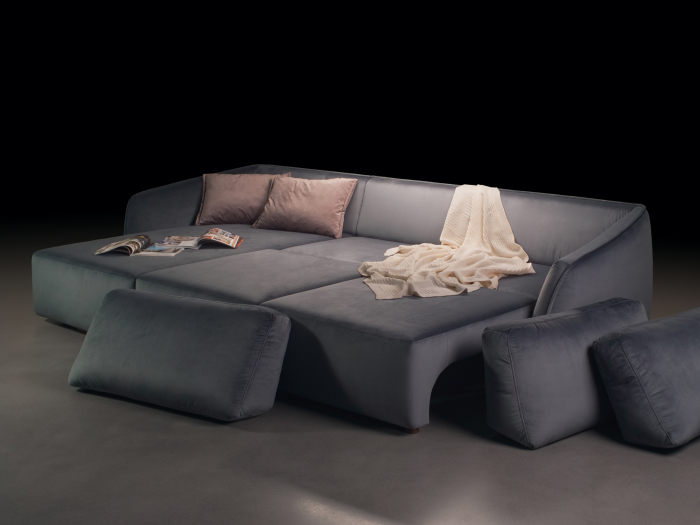 Coltar Extensibil cu Sezlong si Spatiu de Depozitare Moon Personalizabil 270cm Stil Contemporan Cadru Lemn Masiv Tapiterie Stofa [2]
