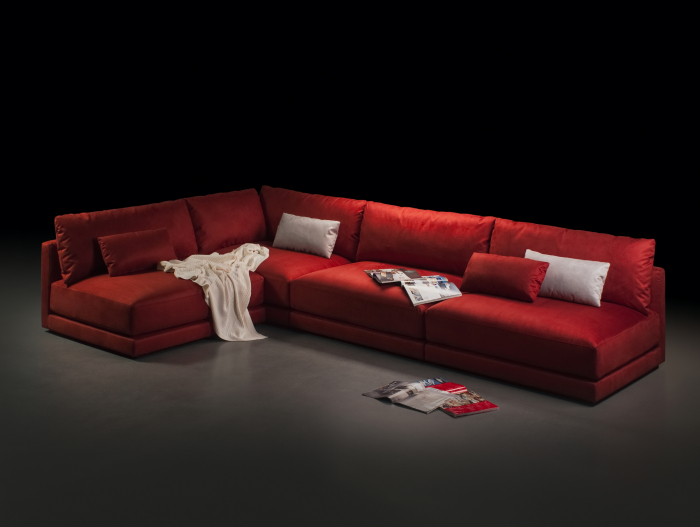 Coltar cu Sezlong Katarina Modular Personalizabil 385x227cm Stil Contemporan Cadru Lemn Masiv Tapiterie Stofa sau Piele [29]