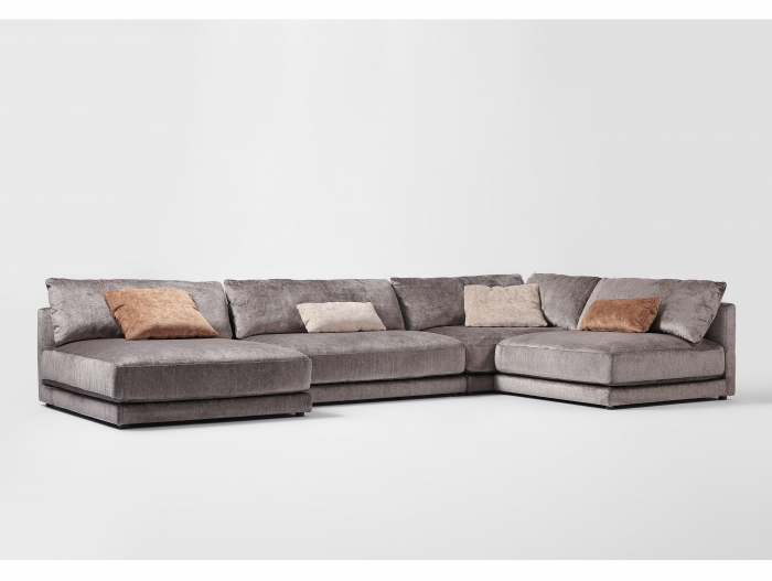 Coltar cu Sezlong Katarina Modular Personalizabil 385x227cm Stil Contemporan Cadru Lemn Masiv Tapiterie Stofa sau Piele [7]