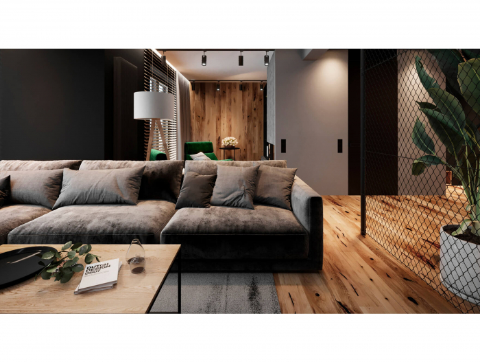 Coltar cu Sezlong Katarina Modular Personalizabil 385x227cm Stil Contemporan Cadru Lemn Masiv Tapiterie Stofa sau Piele [22]