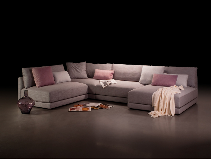Coltar cu Sezlong Katarina Modular Personalizabil 385x227cm Stil Contemporan Cadru Lemn Masiv Tapiterie Stofa sau Piele [25]