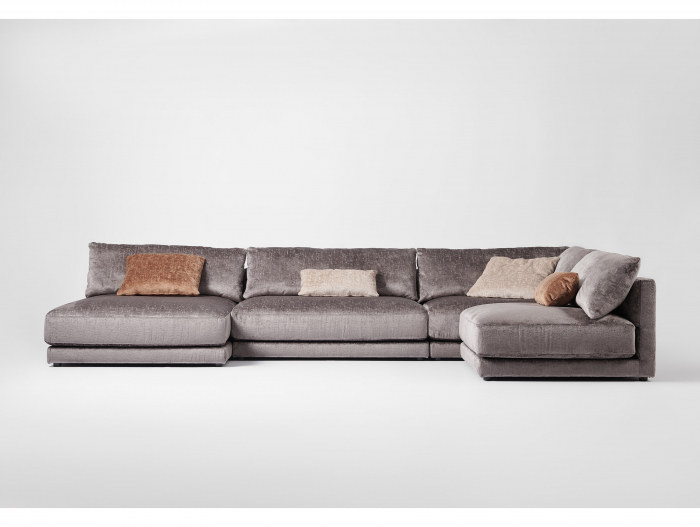 Coltar cu Sezlong Katarina Modular Personalizabil 385x227cm Stil Contemporan Cadru Lemn Masiv Tapiterie Stofa sau Piele [6]