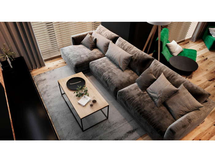 Coltar cu Sezlong Katarina Modular Personalizabil 370cm Stil Contemporan Cadru Lemn Masiv Tapiterie Stofa sau Piele [2]