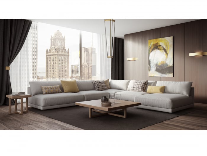 Coltar cu Sezlong Katarina Modular Personalizabil 370cm Stil Contemporan Cadru Lemn Masiv Tapiterie Stofa sau Piele [13]