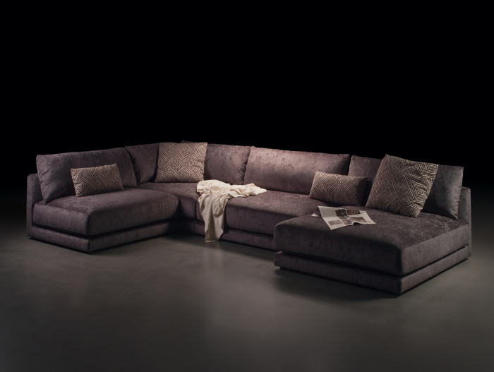 Coltar cu Sezlong Katarina Modular Personalizabil 370cm Stil Contemporan Cadru Lemn Masiv Tapiterie Stofa sau Piele [12]