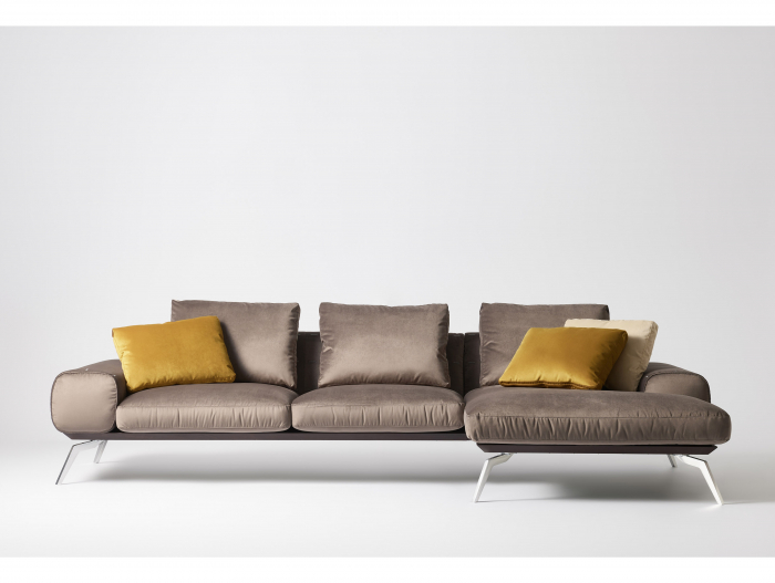 Coltar cu Sezlong Linda Modular Personalizabil 310cm Stil Contemporan Cadru Metal Tapiterie Stofa sau Piele [4]