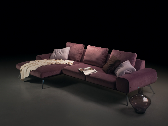 Coltar cu Sezlong Linda Modular Personalizabil 310cm Stil Contemporan Cadru Metal Tapiterie Stofa sau Piele [20]