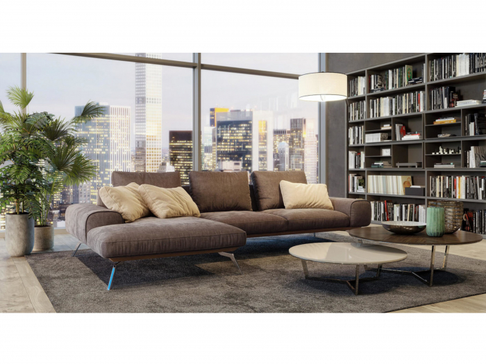 Coltar cu Sezlong Linda Modular Personalizabil 310cm Stil Contemporan Cadru Metal Tapiterie Stofa sau Piele [13]