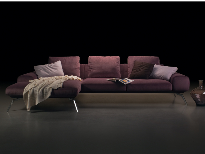Coltar cu Sezlong Linda Modular Personalizabil 310cm Stil Contemporan Cadru Metal Tapiterie Stofa sau Piele [19]