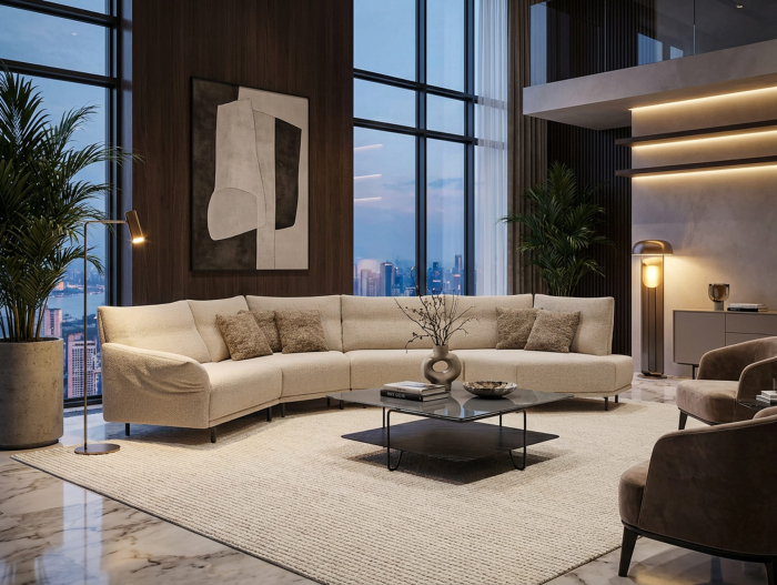 Coltar modular Anaga, personalizabil, cadru lemn masiv, tapiterie stofa, stil Contemporan [3]