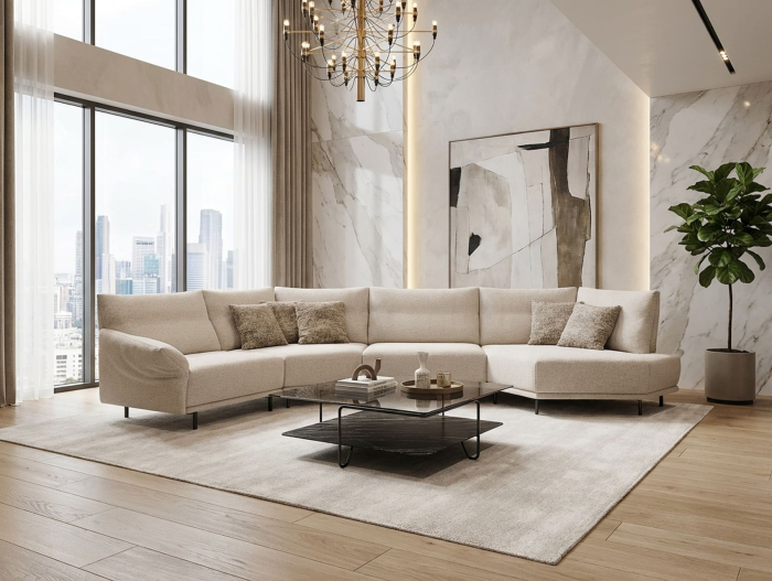 Coltar modular Anaga, personalizabil, cadru lemn masiv, tapiterie stofa, stil Contemporan [2]