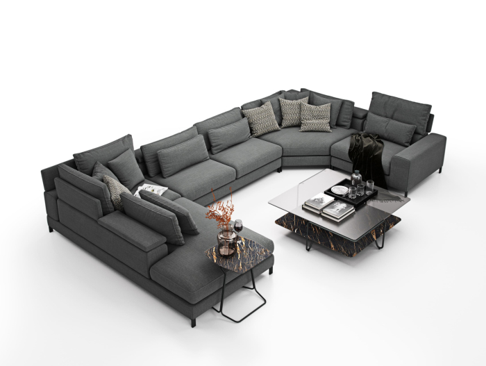 Coltar modular Horizon, personalizabil, cadru lemn masiv, tapiterie stofa, stil Modern [12]