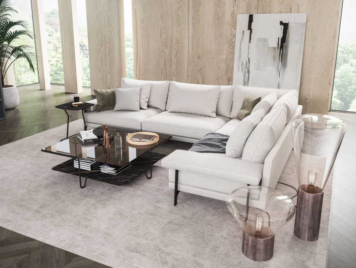 Coltar modular Onyx, personalizabil, cadru lemn masiv si otel, tapiterie stofa, stil Contemporan [4]