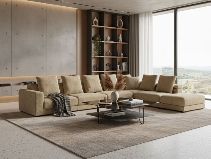 Coltar modular Samoa, personalizabil, cadru lemn masiv, tapiterie stofa, stil Contemporan [3]