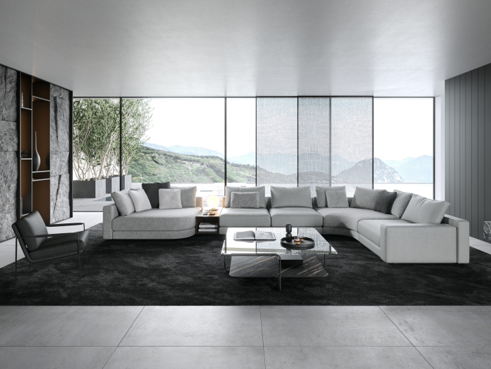 Coltar modular Stone, personalizabil, cadru lemn masiv, tapiterie stofa, stil Contemporan [2]