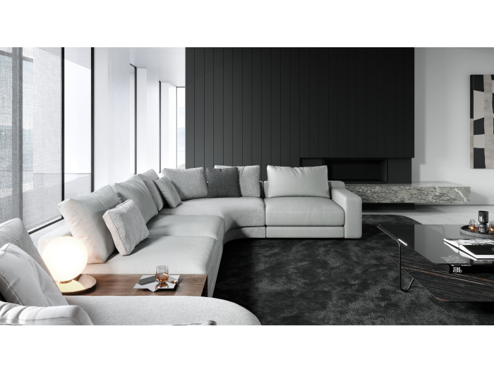 Coltar modular Stone, personalizabil, cadru lemn masiv, tapiterie stofa, stil Contemporan [4]