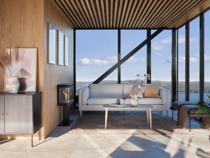 Coltar cu Modul Unghiular Oblic Nordic Modular Personalizabil 257cm Cadru Lemn Masiv Stil Scandinav Tapiterie Stofa sau Piele [6]