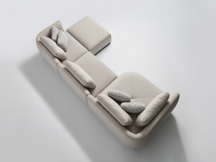 Coltar cu Sezlong Smooth Modular Personalizabil 411x216cm Stil Contemporan Cadru Lemn Masiv Tapiterie Stofa sau Piele [2]