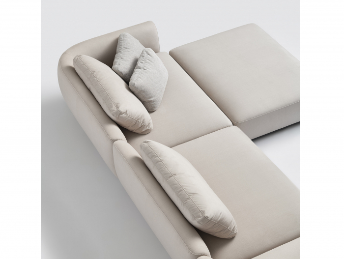 Coltar cu Sezlong Smooth Modular Personalizabil 411x216cm Stil Contemporan Cadru Lemn Masiv Tapiterie Stofa sau Piele [11]