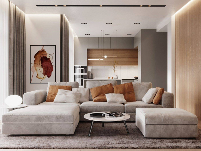 Coltar cu Sezlong Soho Modular Personalizabil 350x208cm Stil Contemporan Cadru Lemn Masiv Tapiterie Stofa sau Piele [3]