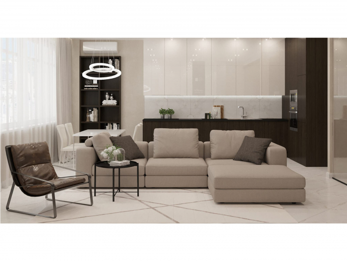 Coltar cu Sezlong Soho Modular Personalizabil 350x208cm Stil Contemporan Cadru Lemn Masiv Tapiterie Stofa sau Piele [11]
