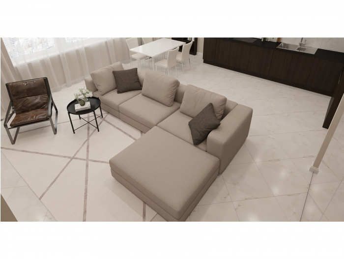 Coltar cu Sezlong Soho Modular Personalizabil 350x208cm Stil Contemporan Cadru Lemn Masiv Tapiterie Stofa sau Piele [12]