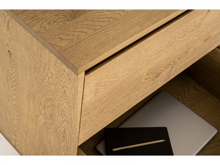 Comoda 2 sertare Atlas 70cm, modulara, lemn masiv de stejar, picioare metalice, feronerie cu amortizare, multiple finisaje disponibile, stil minimalist [11]
