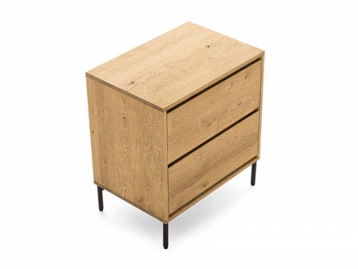 Comoda 2 sertare Atlas 70cm, modulara, lemn masiv de stejar, picioare metalice, feronerie cu amortizare, multiple finisaje disponibile, stil minimalist [9]