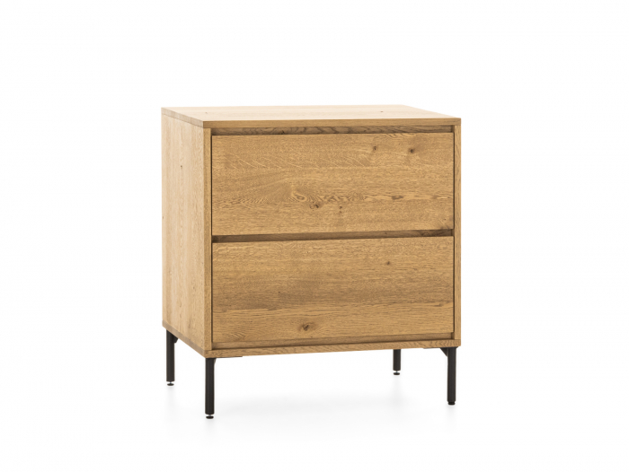 Comoda 2 sertare Atlas 70cm, modulara, lemn masiv de stejar, picioare metalice, feronerie cu amortizare, multiple finisaje disponibile, stil minimalist [6]
