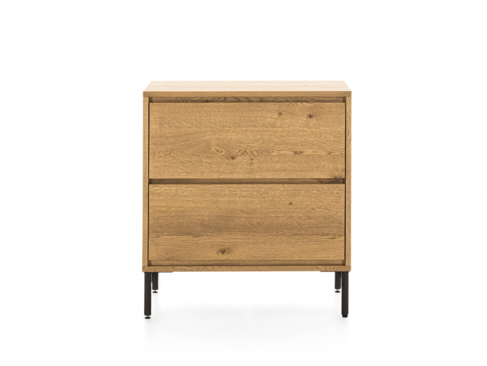 Comoda 2 sertare Atlas 70cm, modulara, lemn masiv de stejar, picioare metalice, feronerie cu amortizare, multiple finisaje disponibile, stil minimalist [5]