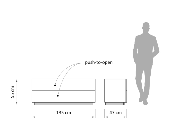 Comoda 2 sertare dormitor Flow 135cm, lemn masiv de stejar, finisaj Castle Oak, feronerie cu amortizare, stil minimalist [3]