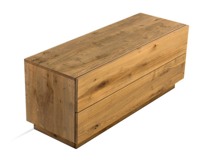 Comoda 2 sertare dormitor Flow 135cm, lemn masiv de stejar, finisaj Castle Oak, feronerie cu amortizare, stil minimalist [11]