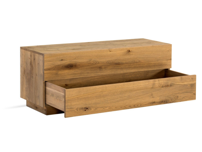 Comoda 2 sertare dormitor Flow 135cm, lemn masiv de stejar, finisaj Castle Oak, feronerie cu amortizare, stil minimalist [9]