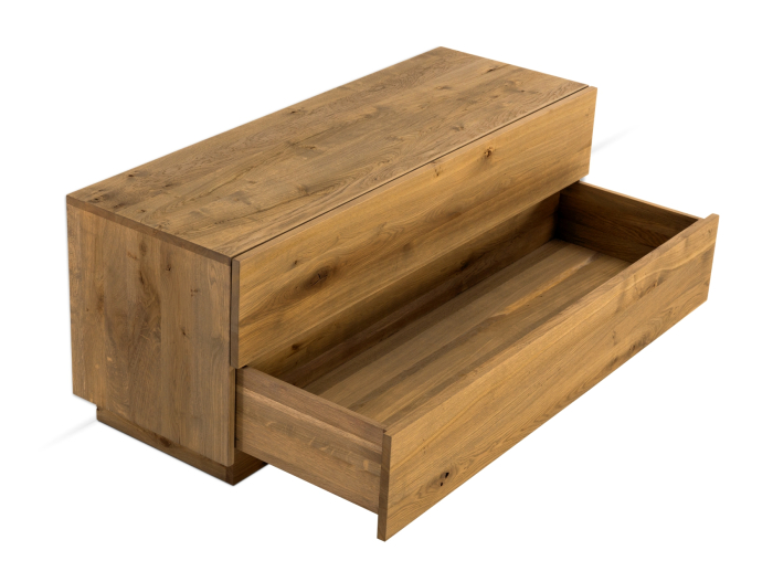 Comoda 2 sertare dormitor Flow 135cm, lemn masiv de stejar, finisaj Castle Oak, feronerie cu amortizare, stil minimalist [12]