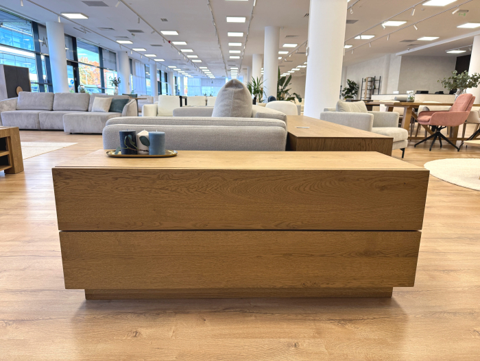 Comoda 2 sertare dormitor Flow 135cm, lemn masiv de stejar, finisaj Castle Oak, feronerie cu amortizare, stil minimalist [8]