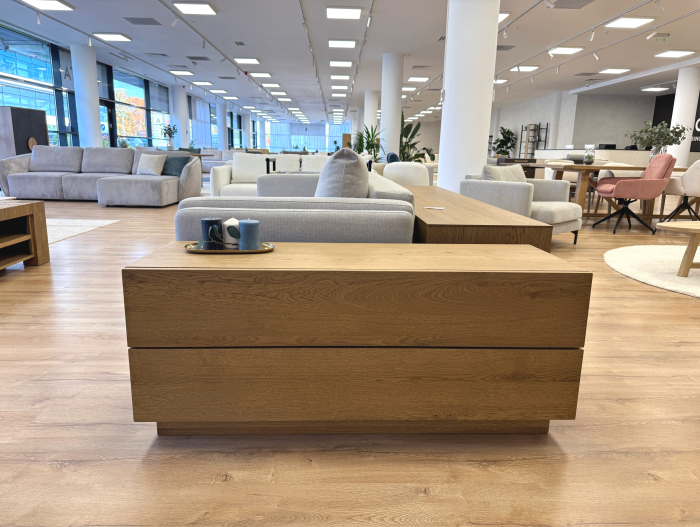 Comoda 2 sertare dormitor Flow 135cm, lemn masiv de stejar, finisaj Castle Oak, feronerie cu amortizare, stil minimalist [1]