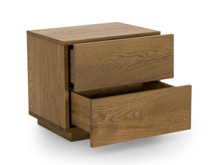 Noptiera 2 sertare Flow 50cm, lemn masiv de stejar, finisaj Castle Oak, feronerie cu amortizare, stil minimalist SALE [2]