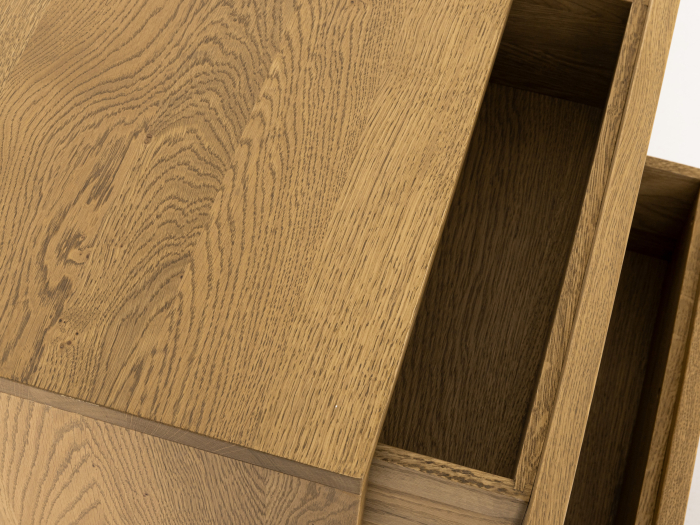 Noptiera 2 sertare Flow 50cm, lemn masiv de stejar, finisaj Castle Oak, feronerie cu amortizare, stil minimalist SALE [4]