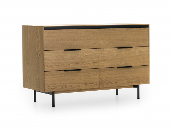 Comoda 6 sertare Linea 130cm, lemn de stejar, picioare metalice, feronerie cu amortizare, multiple finisaje disponibile, stil contemporan [17]
