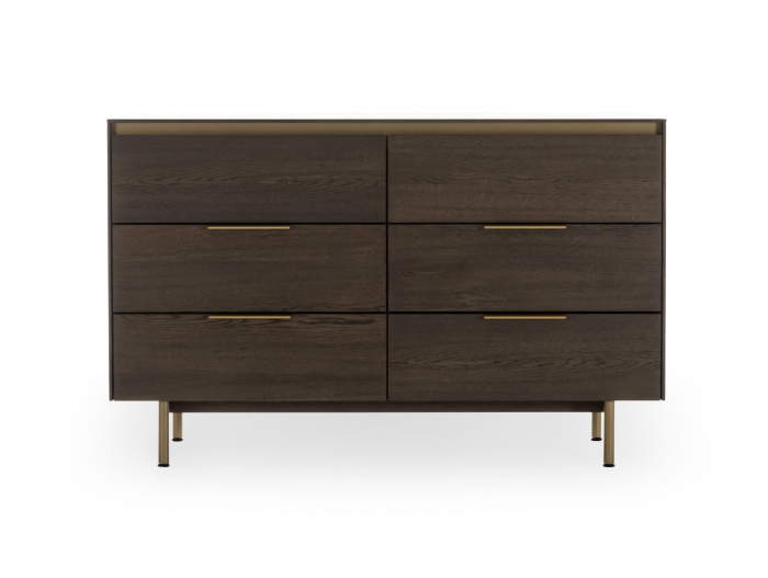 Comoda 6 sertare Linea 130cm, lemn de stejar, picioare metalice, feronerie cu amortizare, multiple finisaje disponibile, stil contemporan [8]