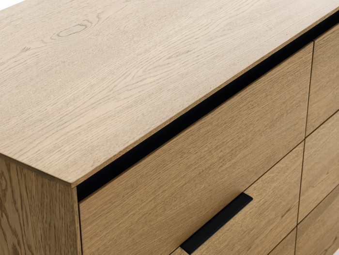Comoda 6 sertare Linea 130cm, lemn de stejar, picioare metalice, feronerie cu amortizare, multiple finisaje disponibile, stil contemporan [20]
