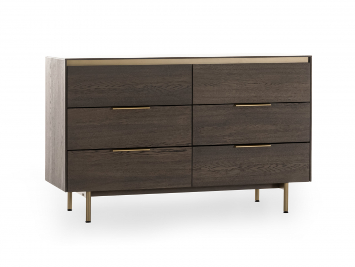 Comoda 6 sertare Linea 130cm, lemn de stejar, picioare metalice, feronerie cu amortizare, multiple finisaje disponibile, stil contemporan [6]