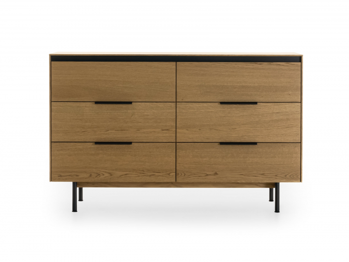 Comoda 6 sertare Linea 130cm, lemn de stejar, picioare metalice, feronerie cu amortizare, multiple finisaje disponibile, stil contemporan [14]