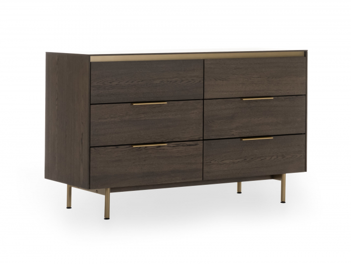 Comoda 6 sertare Linea 130cm, lemn de stejar, picioare metalice, feronerie cu amortizare, multiple finisaje disponibile, stil contemporan [9]