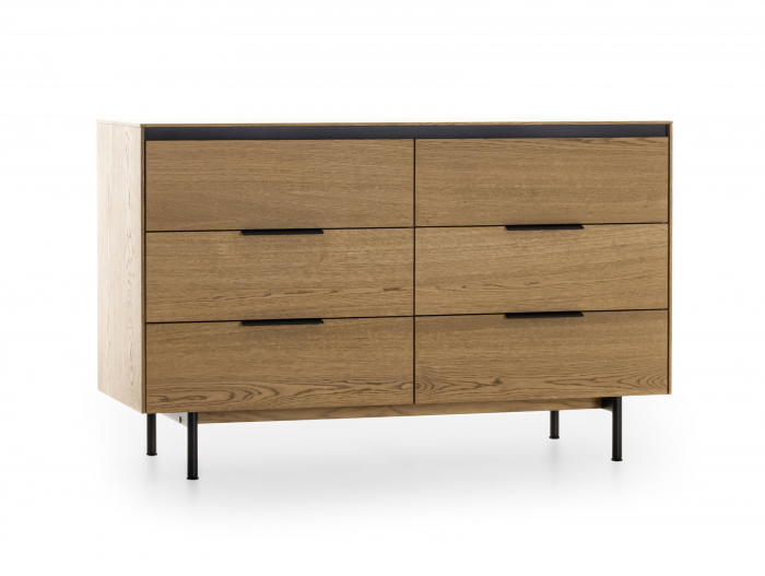 Comoda 6 sertare Linea 130cm, lemn de stejar, picioare metalice, feronerie cu amortizare, multiple finisaje disponibile, stil contemporan [5]