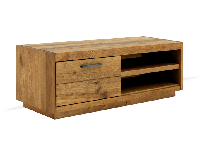 Comoda TV 1 sertar Cult 130cm, finisaj Old Canada, lemn masiv de stejar, feronerie cu amortizare, stil industrial [4]